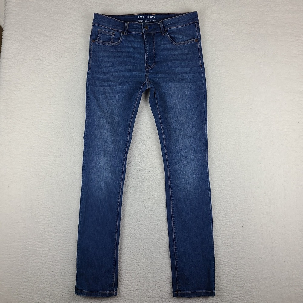 TWILLORY Jeans‎ Mens 33x32 Blue Trim Fit Slim Skinny Medium Wash Technical Denim
